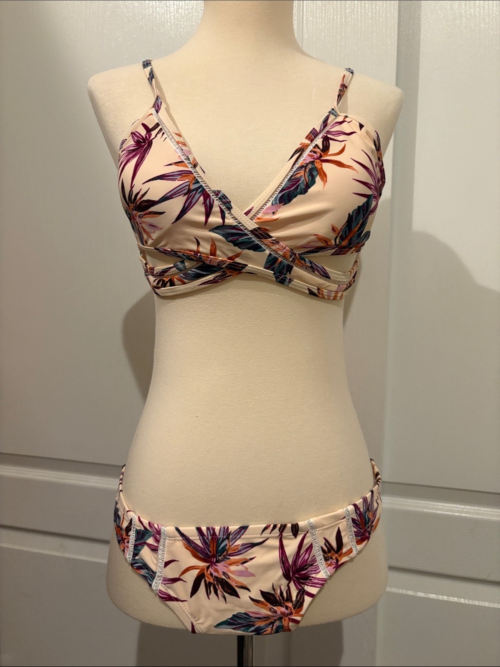 Floral Wrap Bikini Set in Blush Pink